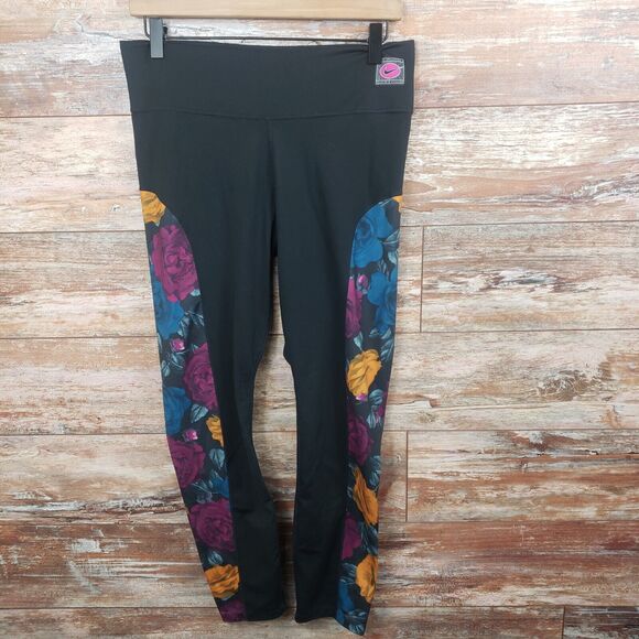Nike Women's Dri-FIT One Icon Clash Mid-Rise Leggings Black/Floral Size Large - Picture 1 of 5